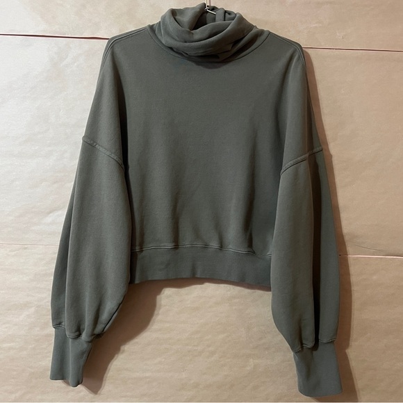 Agolde Balloon Sleeve Turtleneck Sweatshirt Pullover French Terry Zombie Size S - Picture 1 of 10
